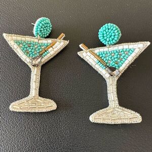 Retro Seed Bead Martini Cocktail Earrings